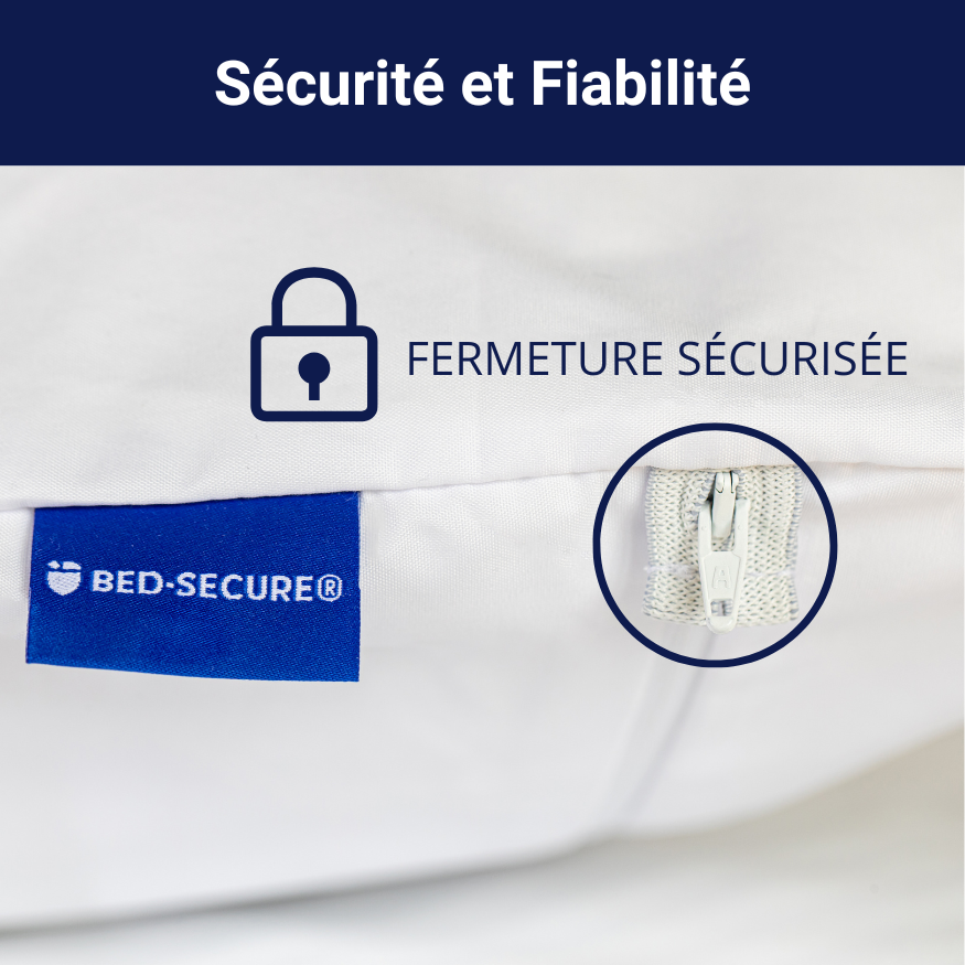 Housse anti punaises de lit avec fermeture sécurisée pour oreiller et couette.