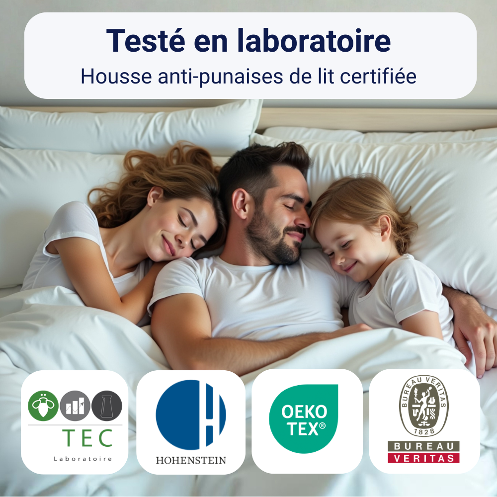 Housse anti-punaises de lit Bed-Secure® testée en laboratoire et certifiée par des organismes indépendants