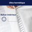 Zoom sur le rabat intérieur d’une housse anti-punaises de lit ultra-hermétique, offrant une protection supplémentaire derrière la fermeture éclair.